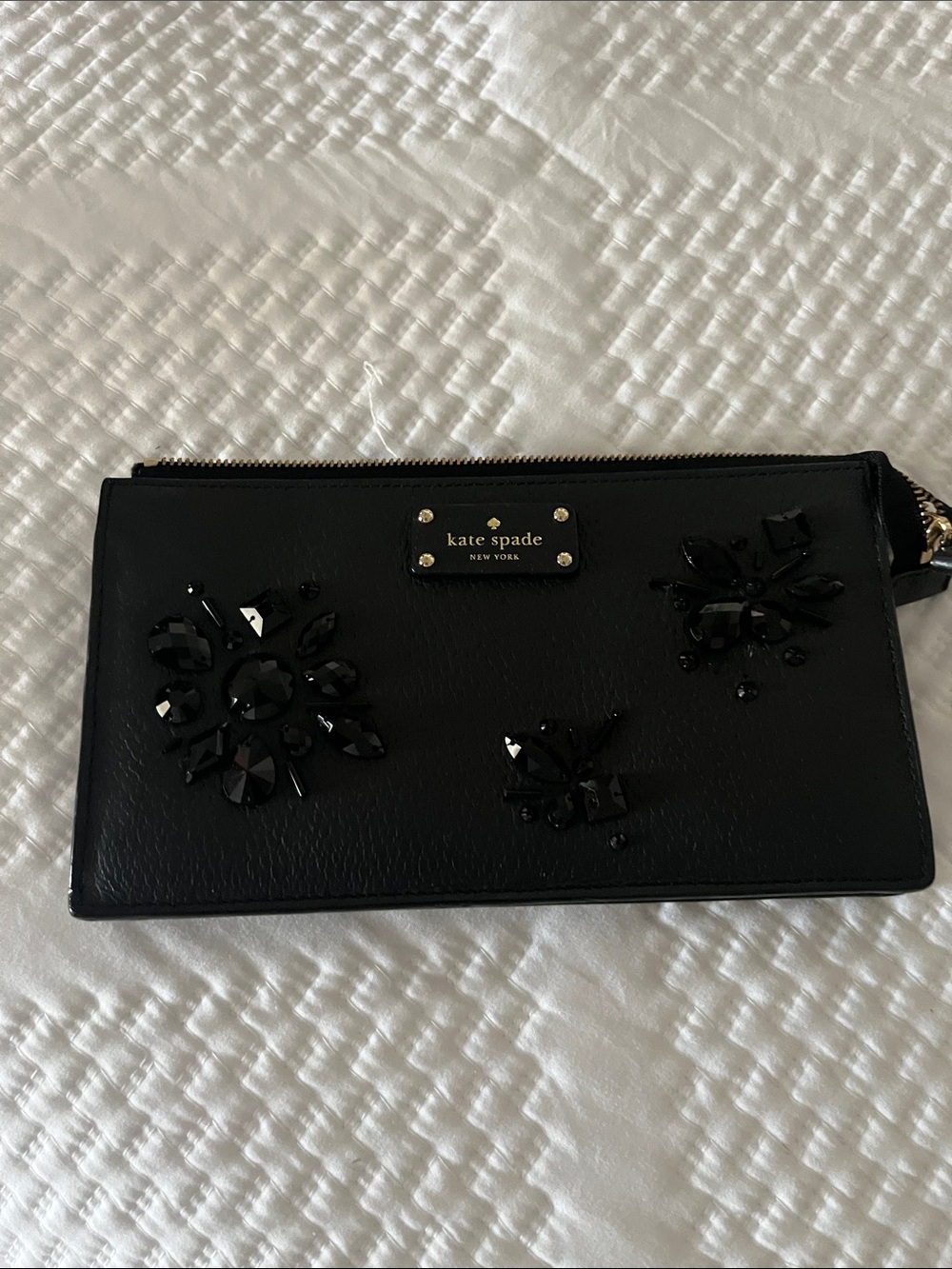 kate spade Black Jeweled Wristlet Clutch